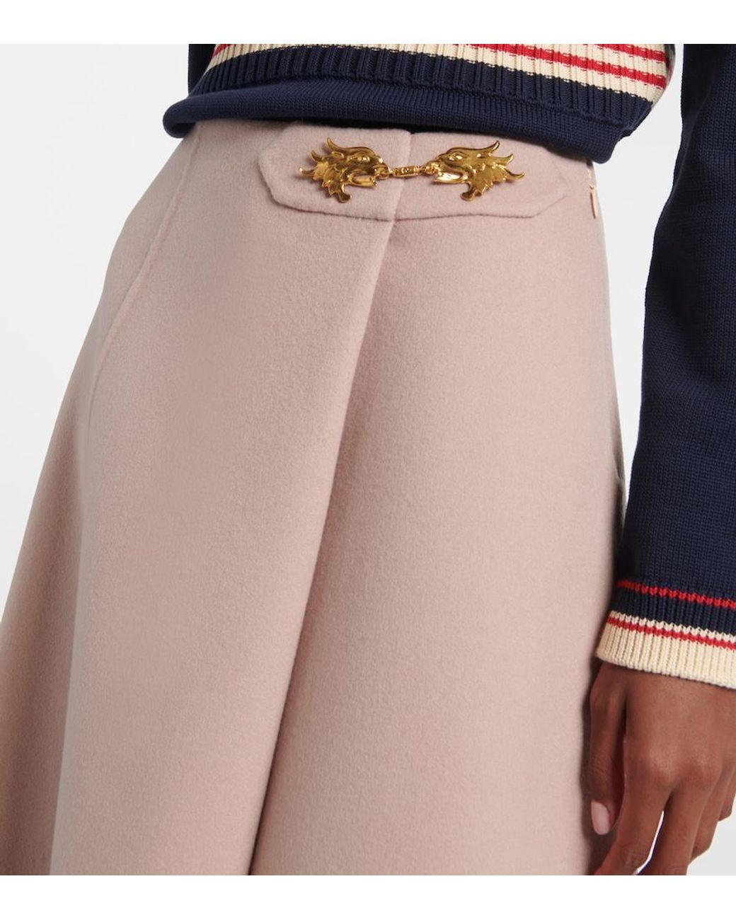 Valentino Garavani Natural Wool And Cashmere Midi Skirt