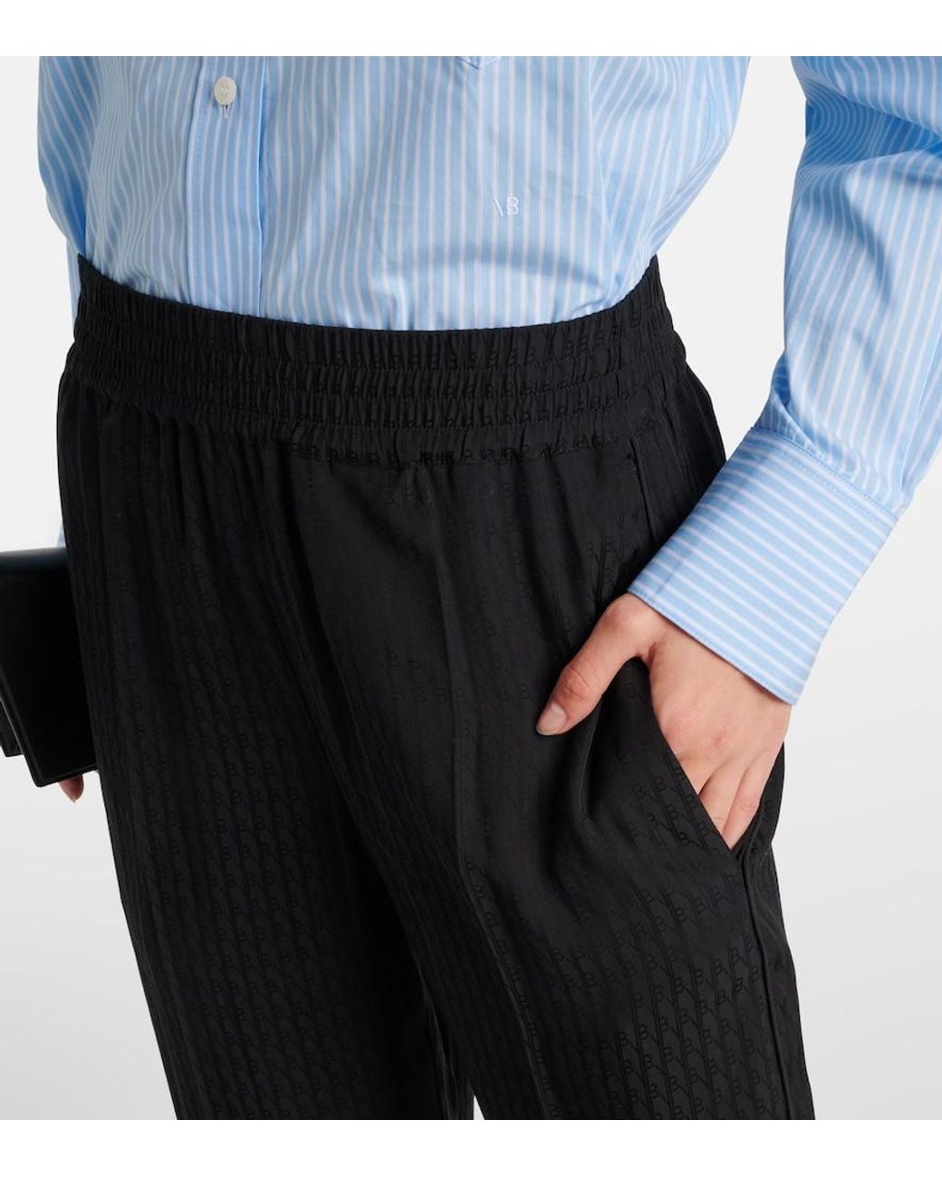Victoria Beckham Black Gathered Pajama Pants