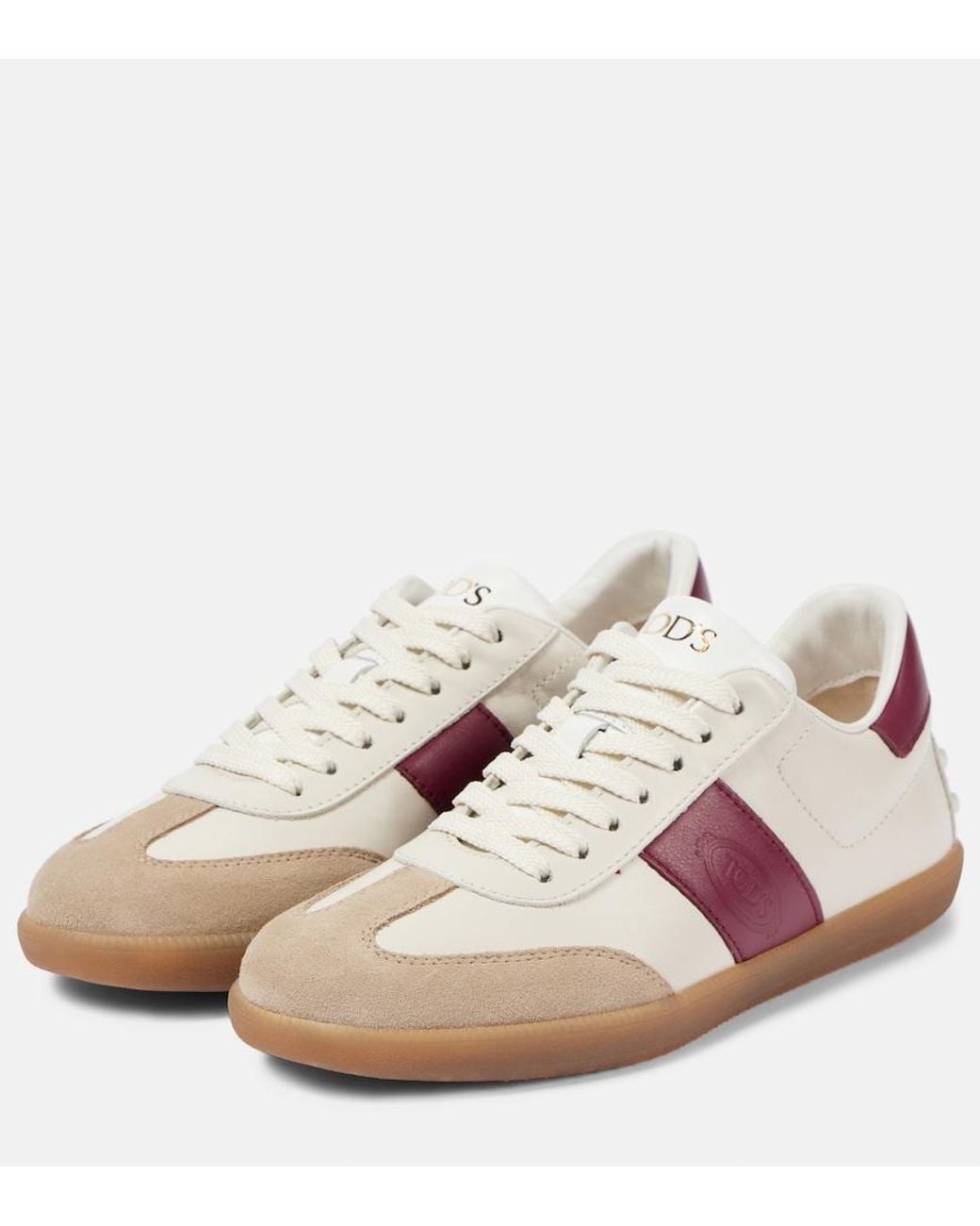 Tod's Pink Cassetta Suede-trimmed Leather Sneakers