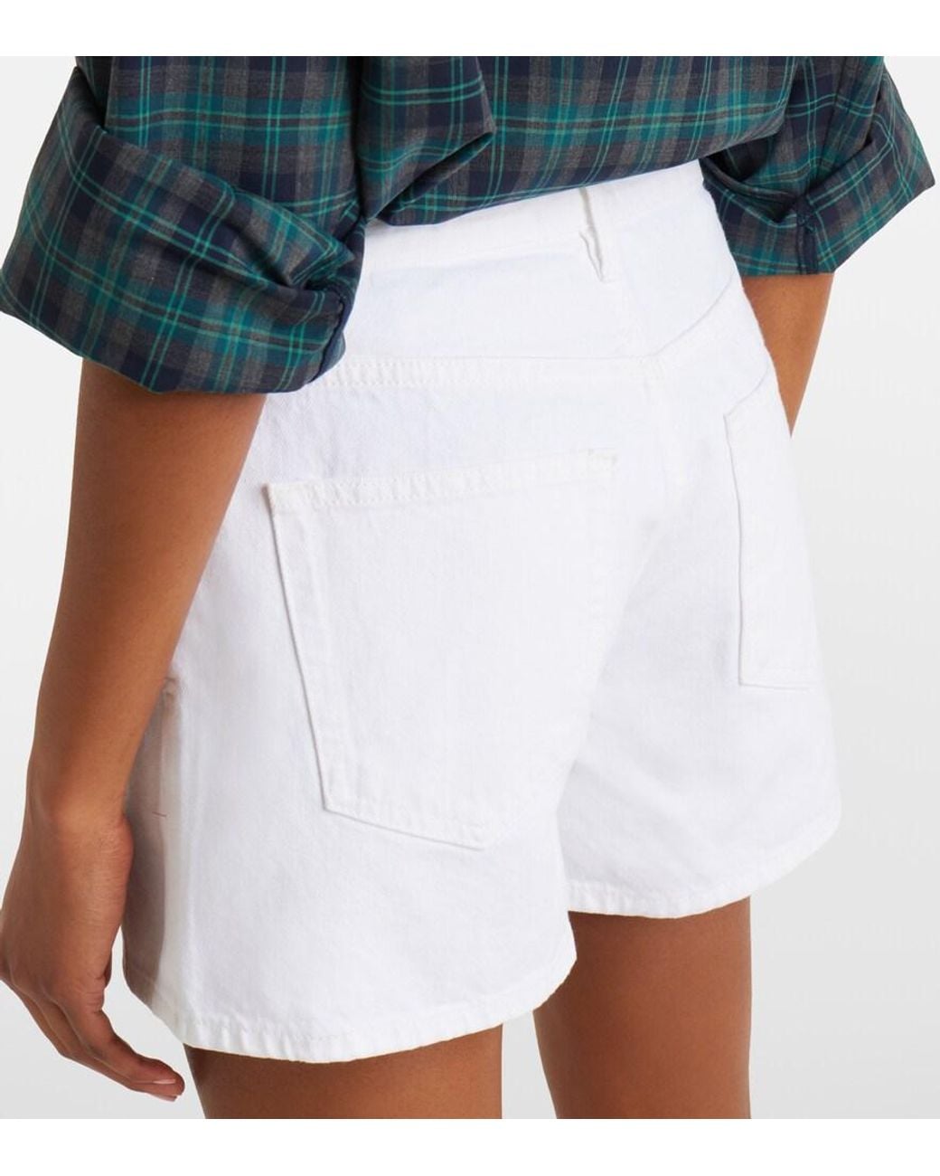 FRAME White The Long Hang Denim Shorts
