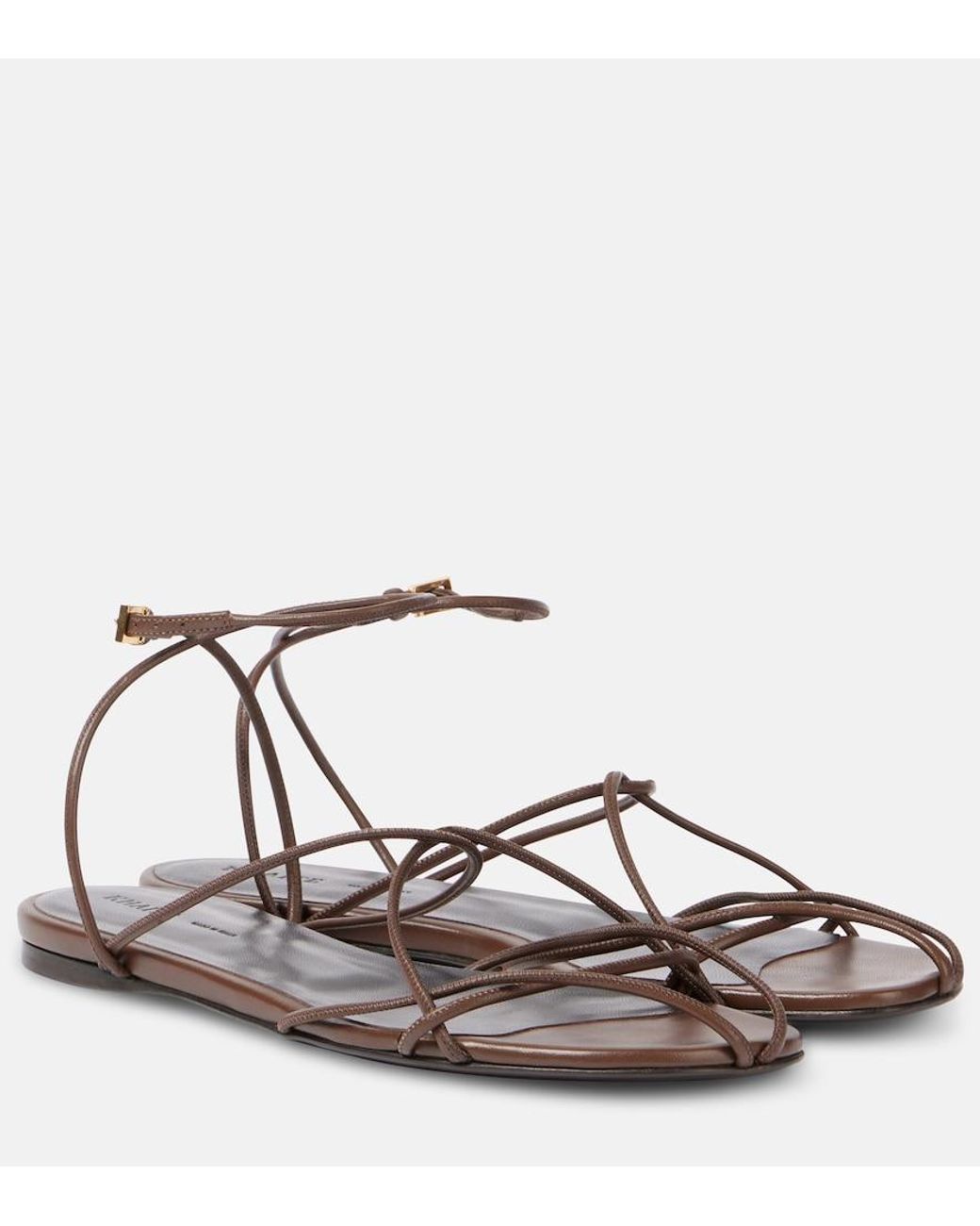 Khaite Brown Loulou Leather Sandals
