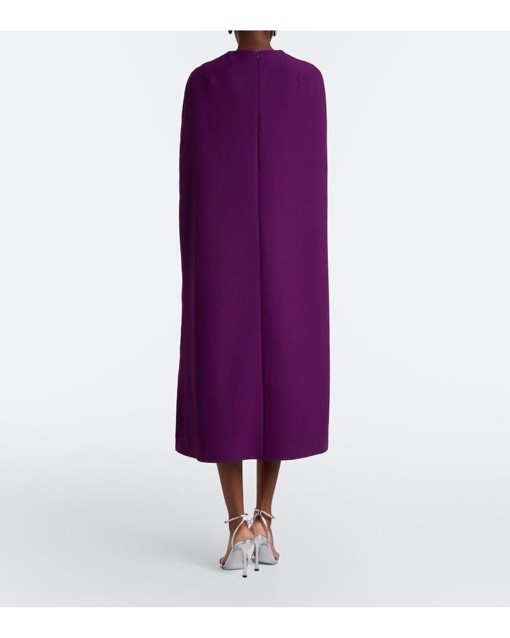 Safiyaa Purple Oria Caped Crepe Midi Dress