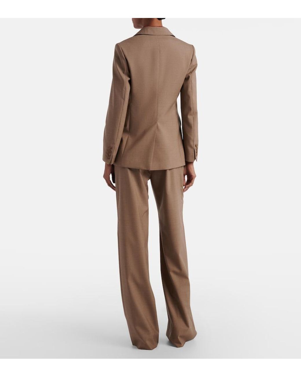 Max Mara Brown Salpa Virgin Wool Wide-Leg Pants