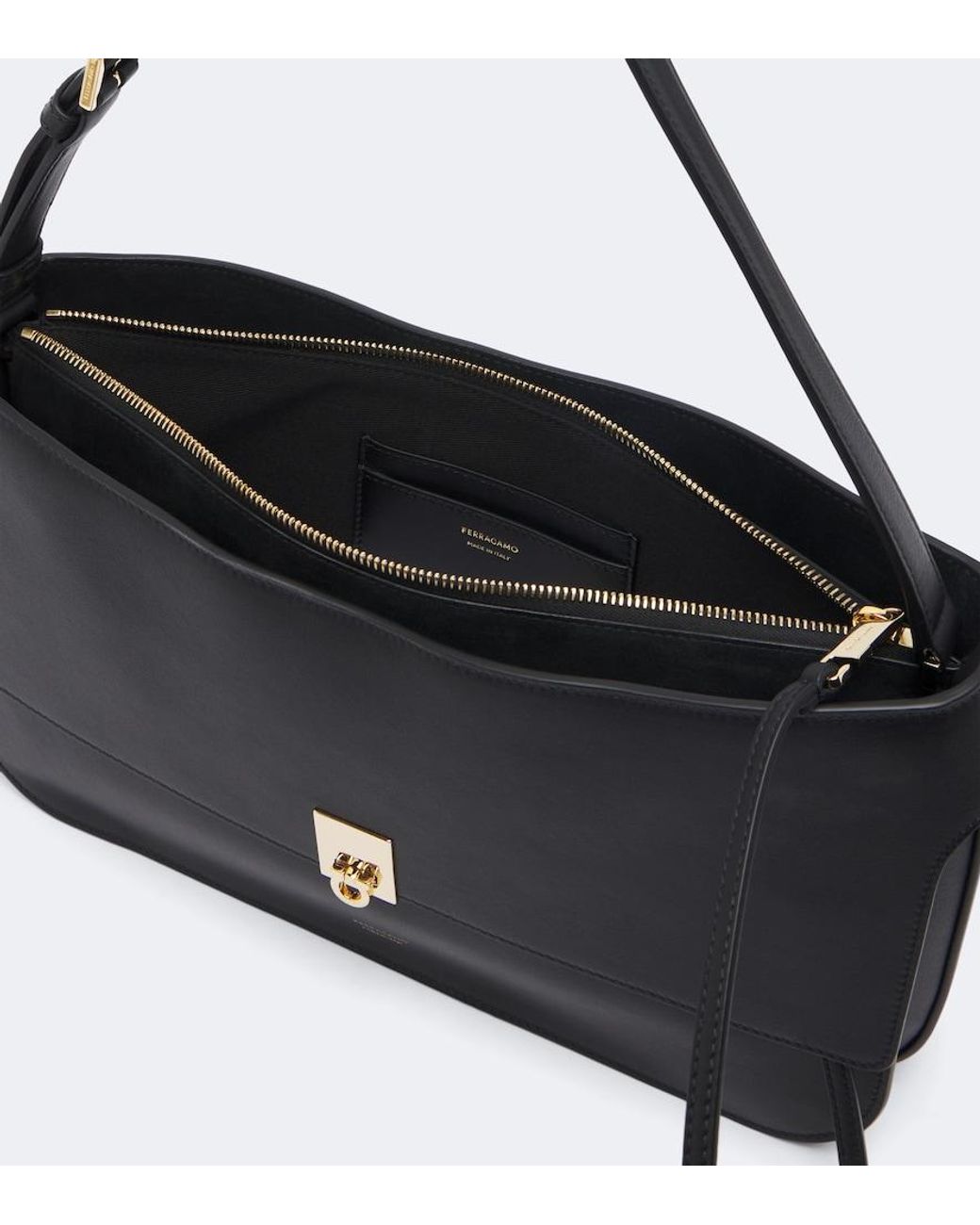 Ferragamo Black Cara Medium Leather Shoulder Bag