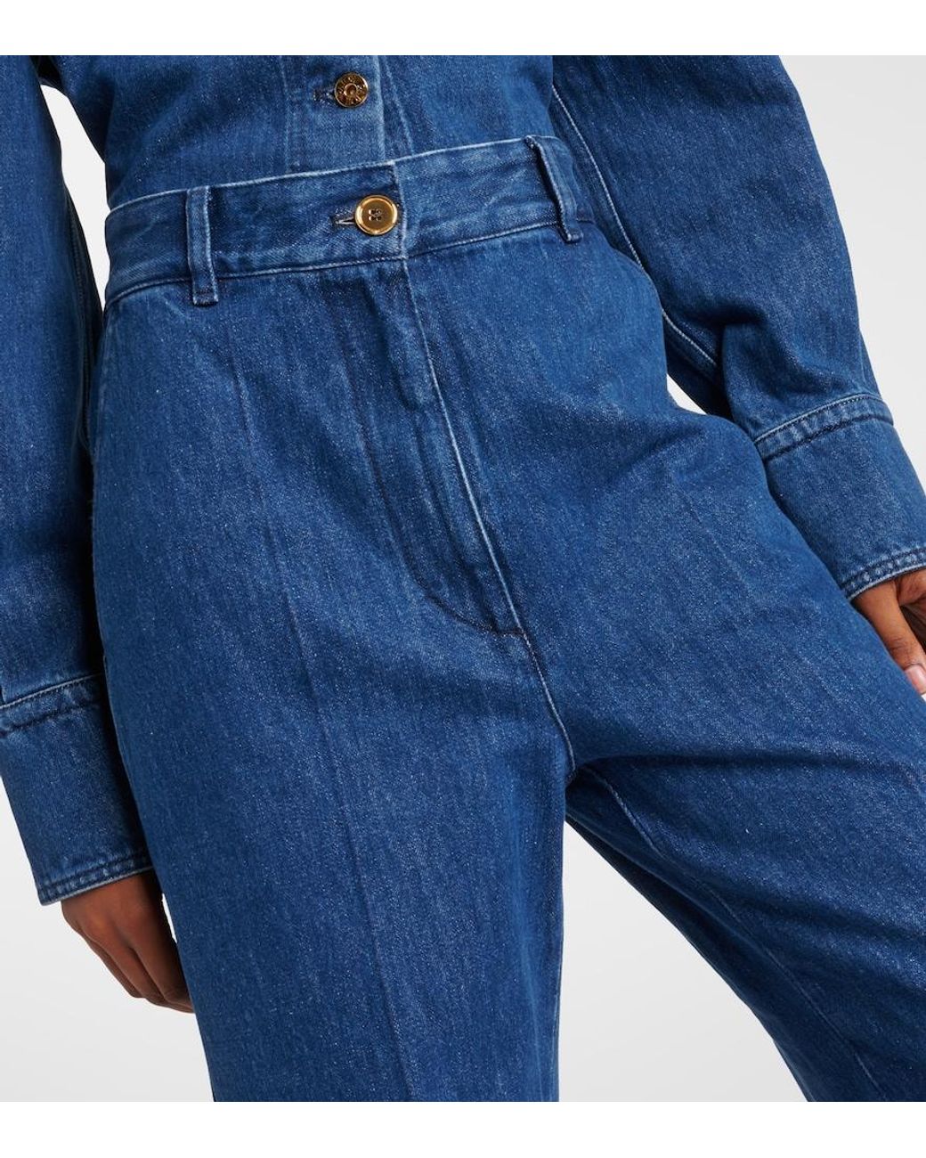 Patou Blue Cropped Wide-Leg Jeans