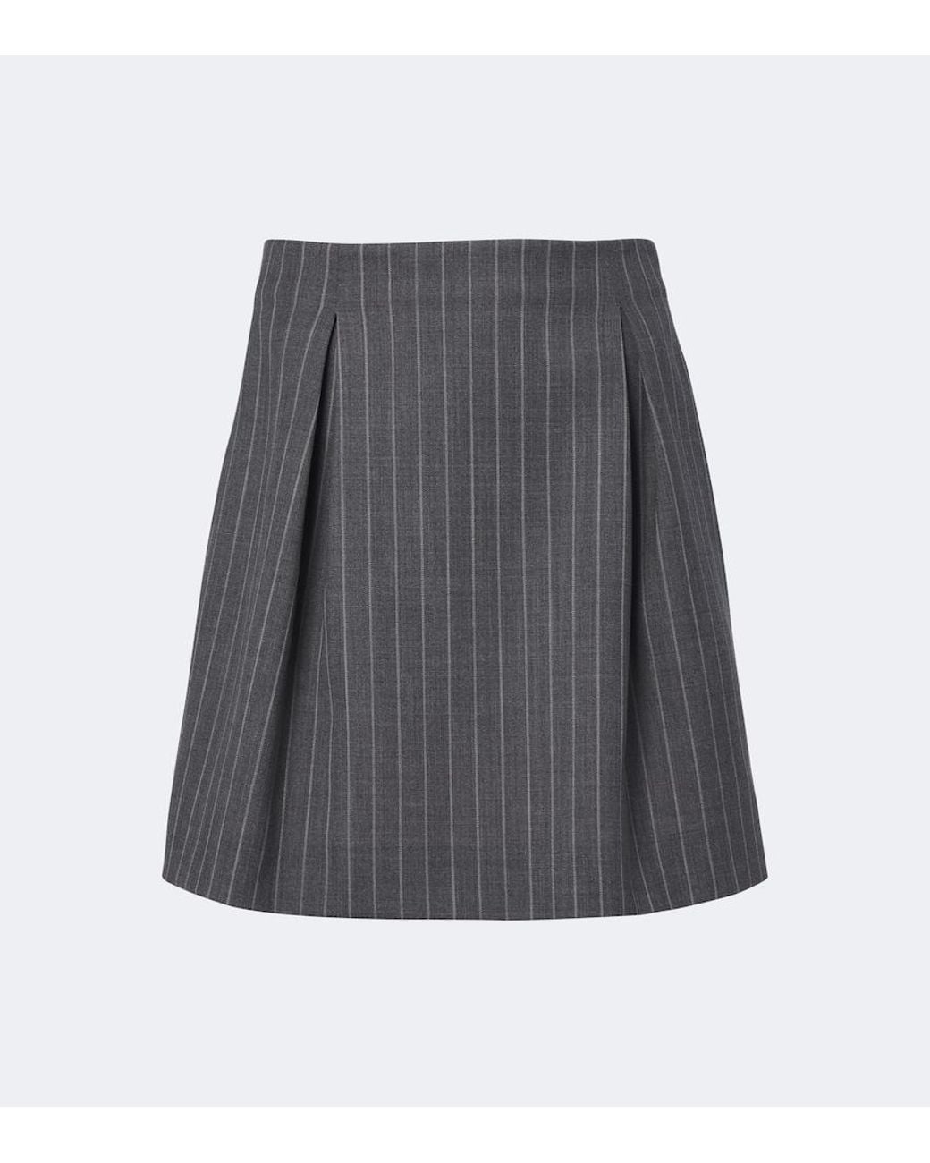 Valentino Garavani Gray Pinstripe Virgin Wool Miniskirt