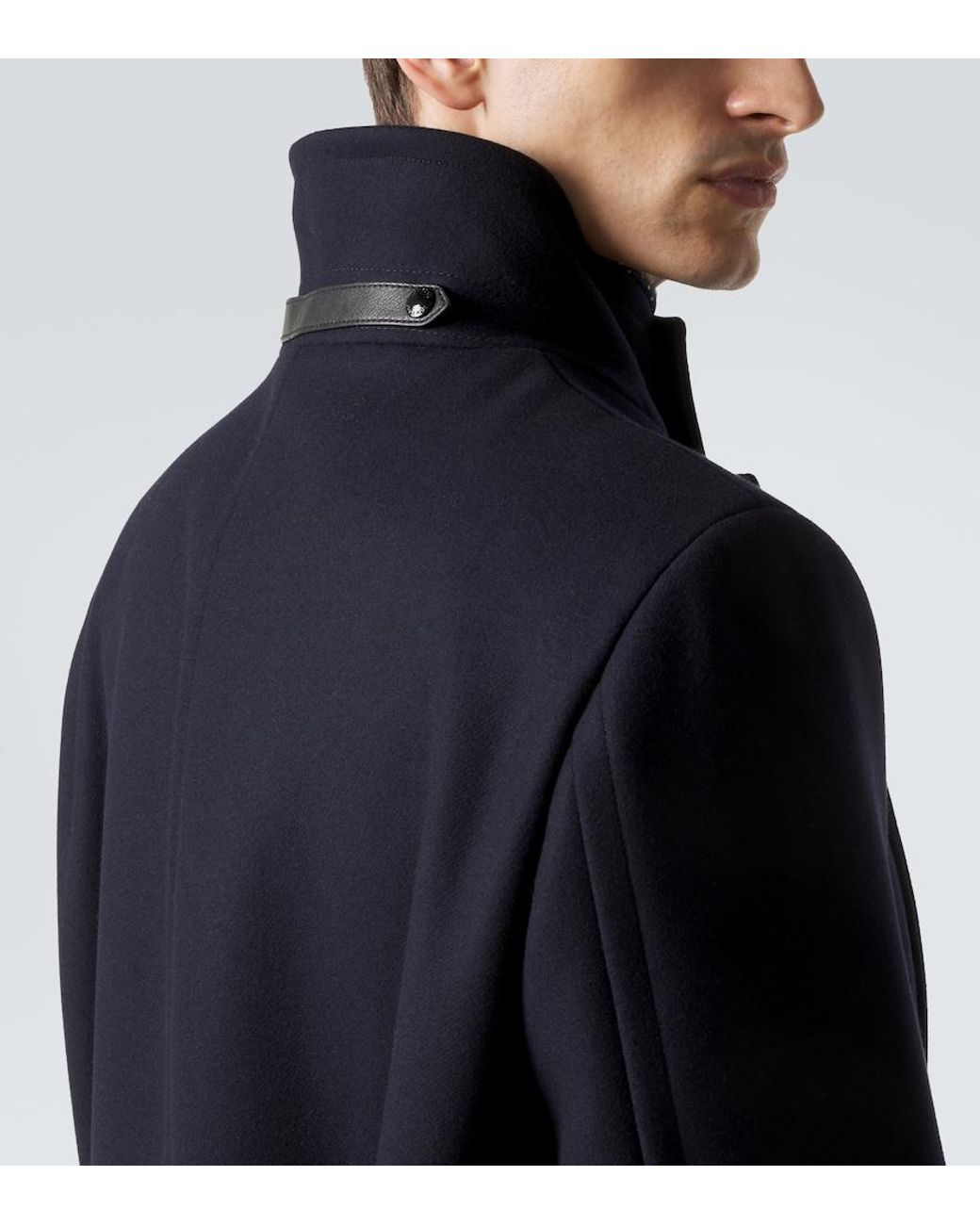 Tom Ford Blue Double-Breasted Wool Coat for men
