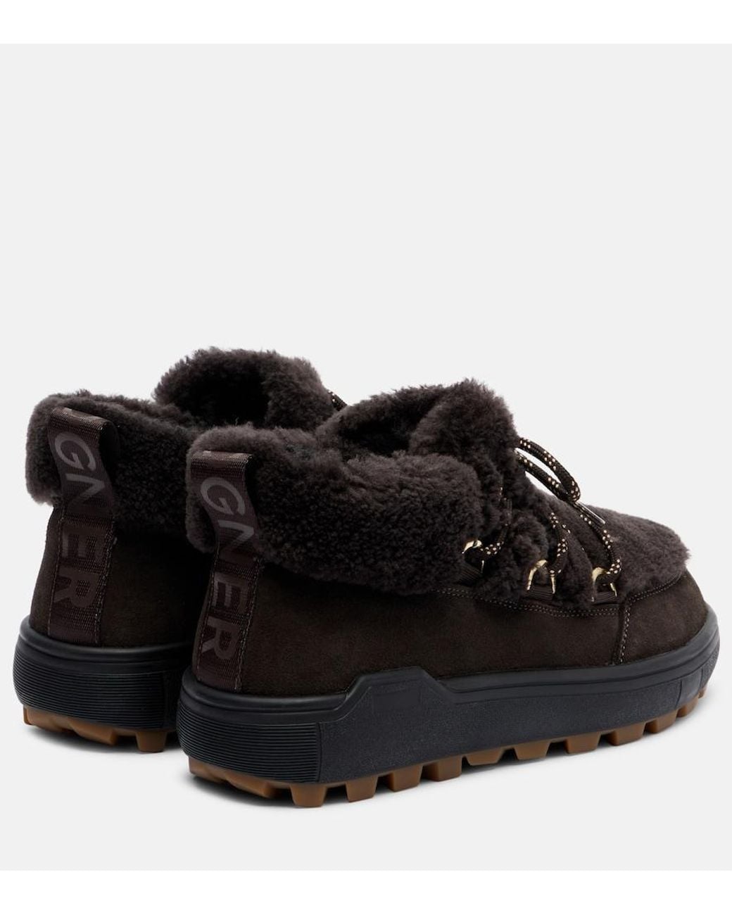 Bogner Black Chamonix Shearling-Trimmed Suede Ankle Boots
