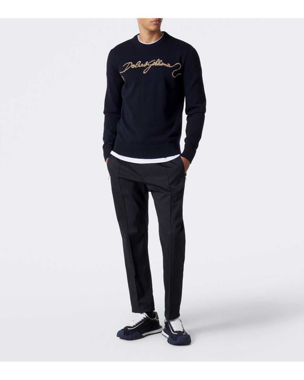 Dolce & Gabbana Blue Dg Suede-Trimmed Canvas Sneakers for men