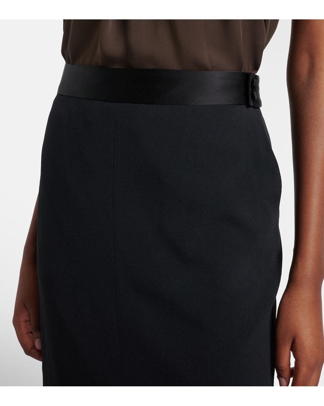 Tom Ford Black Satin Pencil Skirt