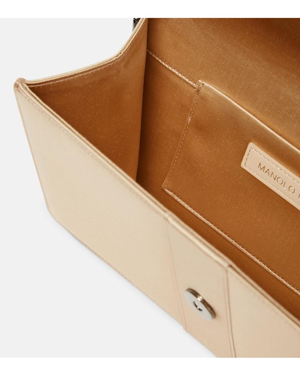 Manolo Blahnik Natural Capri Embellished Satin Clutch