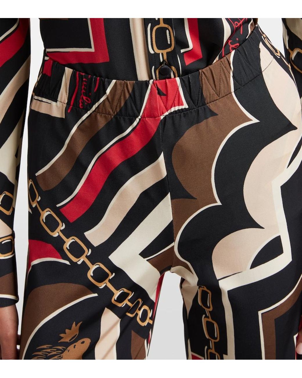 Emilio Pucci Multicolor Printed Jersey Satin Straight Pants