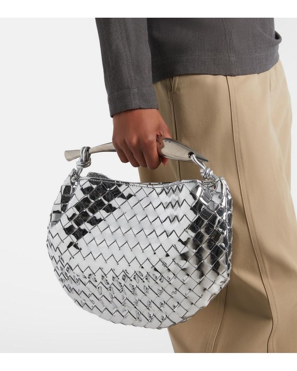 Bottega Veneta Metallic Sardine Intrecciato Mirrored Leather Tote Bag