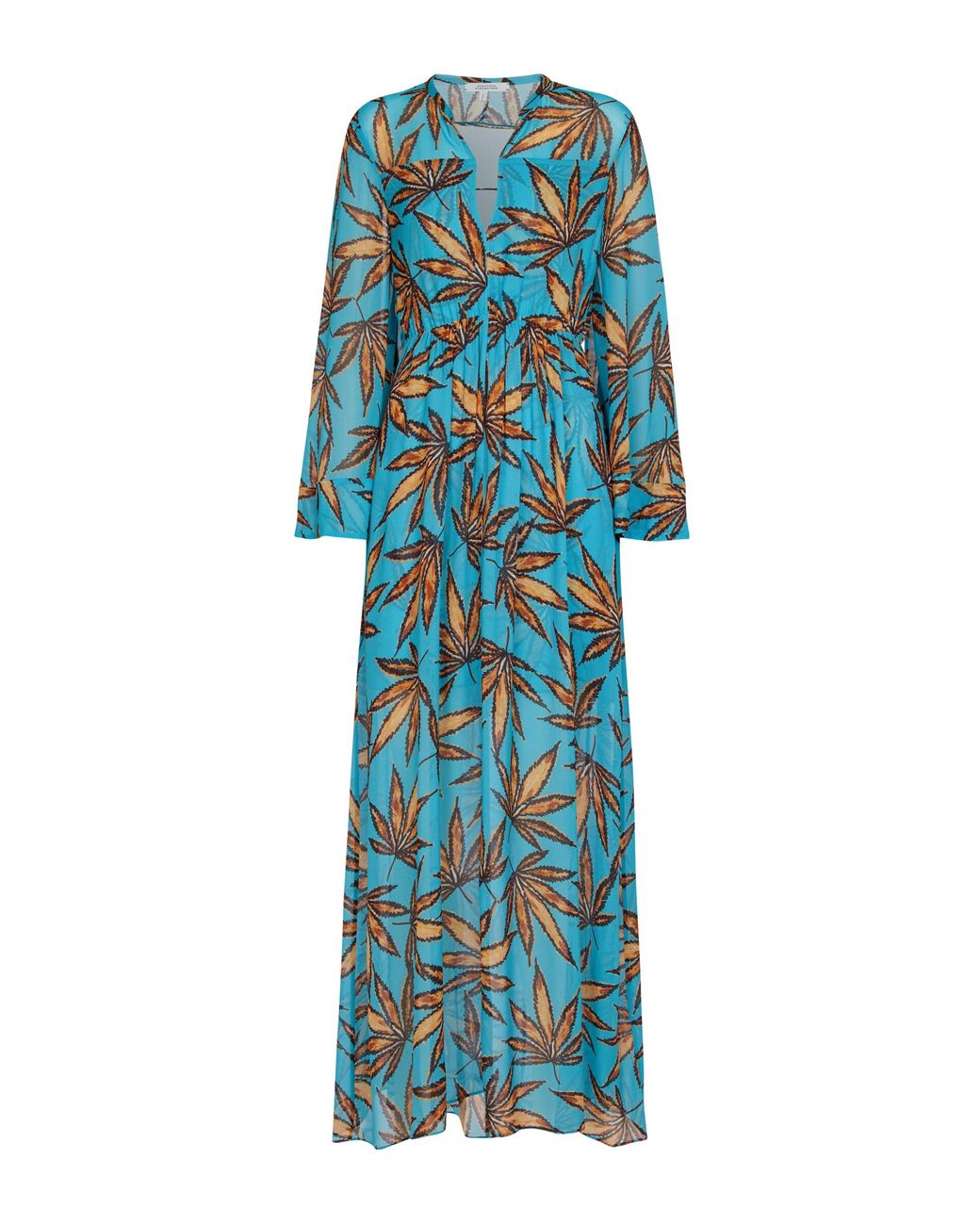 Dorothee Schumacher Synthetic Translucent Leaves Printed Maxi Dress In Blue Lyst
