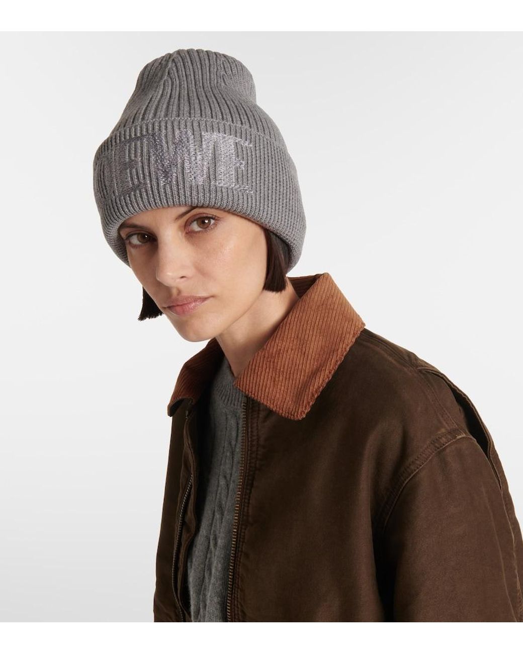 Loewe Gray Logo Wool Beanie