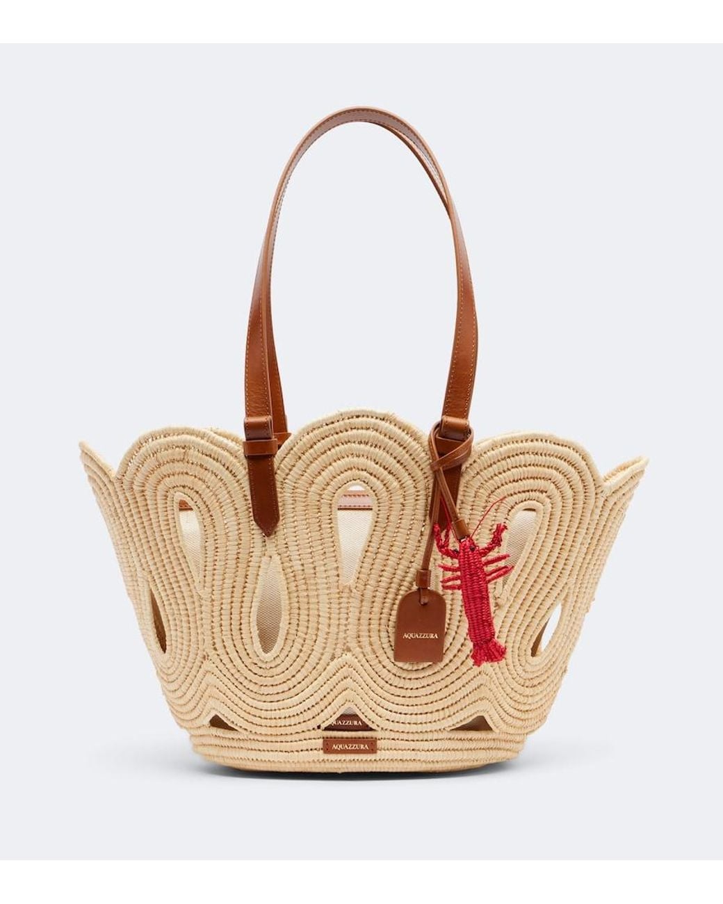 Aquazzura Natural Artiste Medium Raffia Tote Bag
