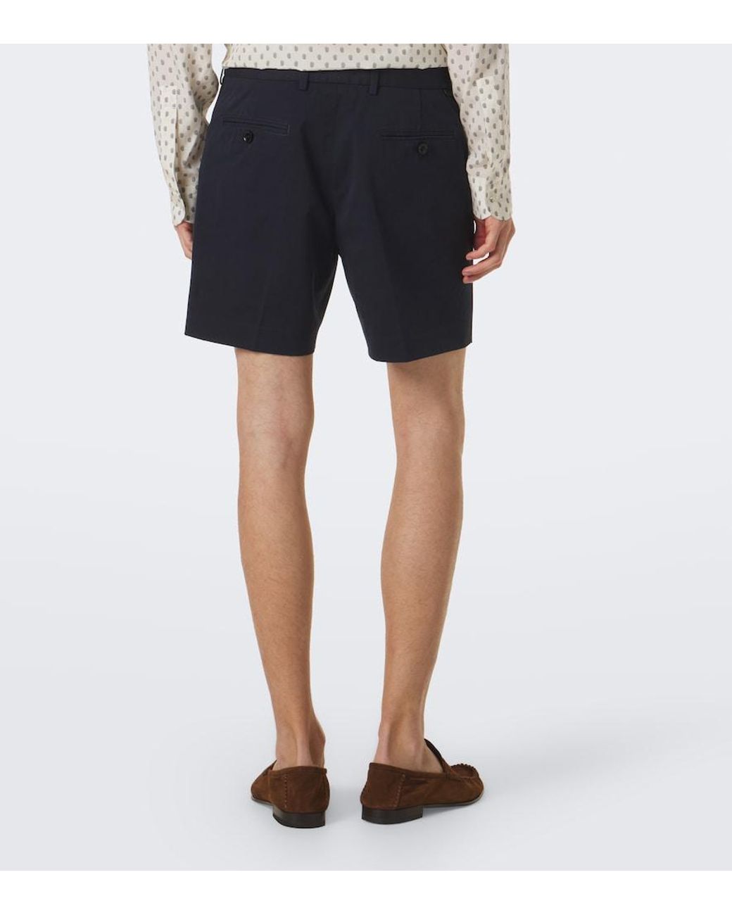 Tom Ford Blue Cotton Twill Shorts for men