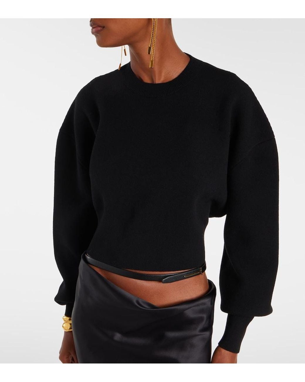 Tom Ford Black Cropped Wool And Cashmere-Blend Sweater
