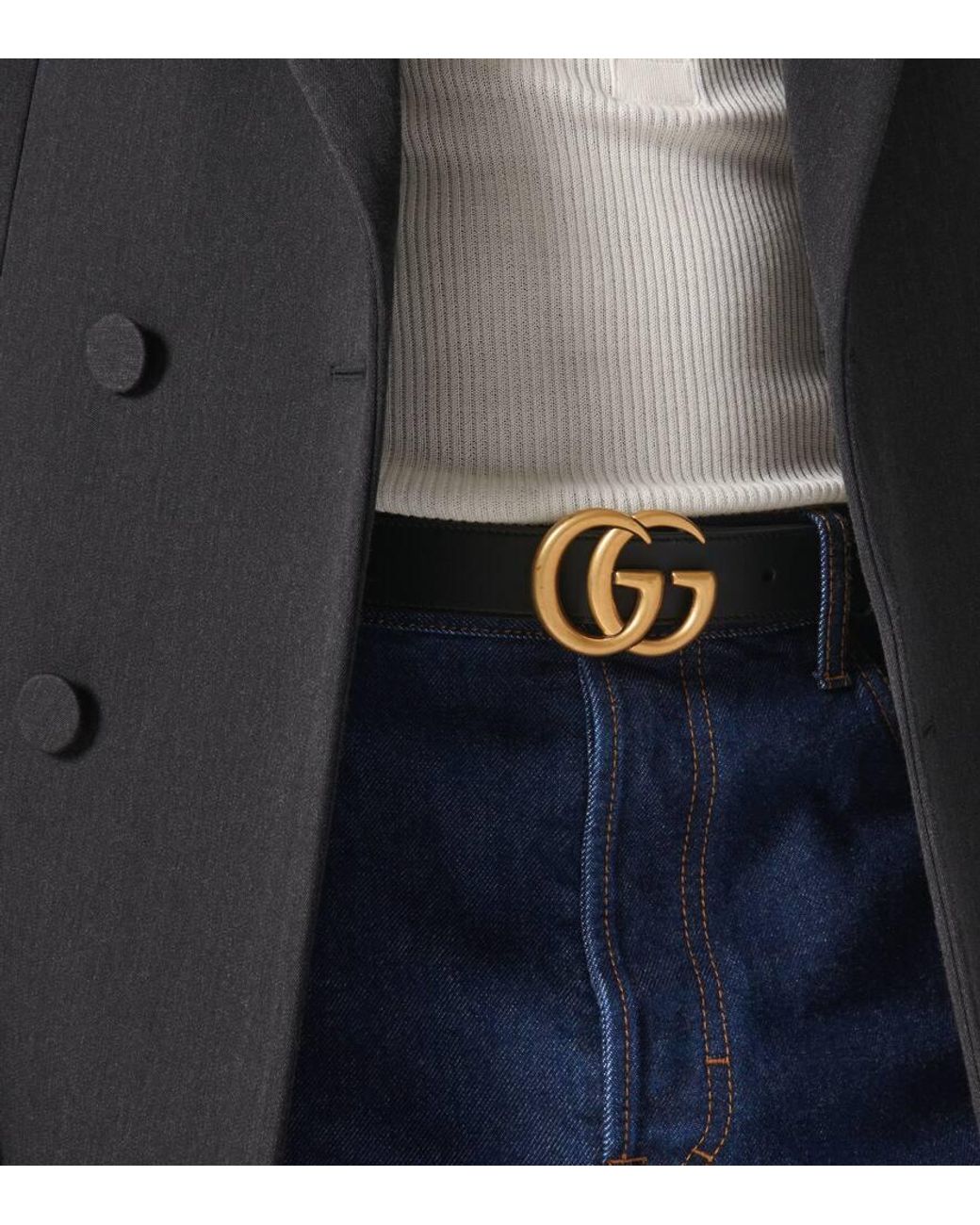 Gucci Guertel Double G Aus Leder in Black für Herren
