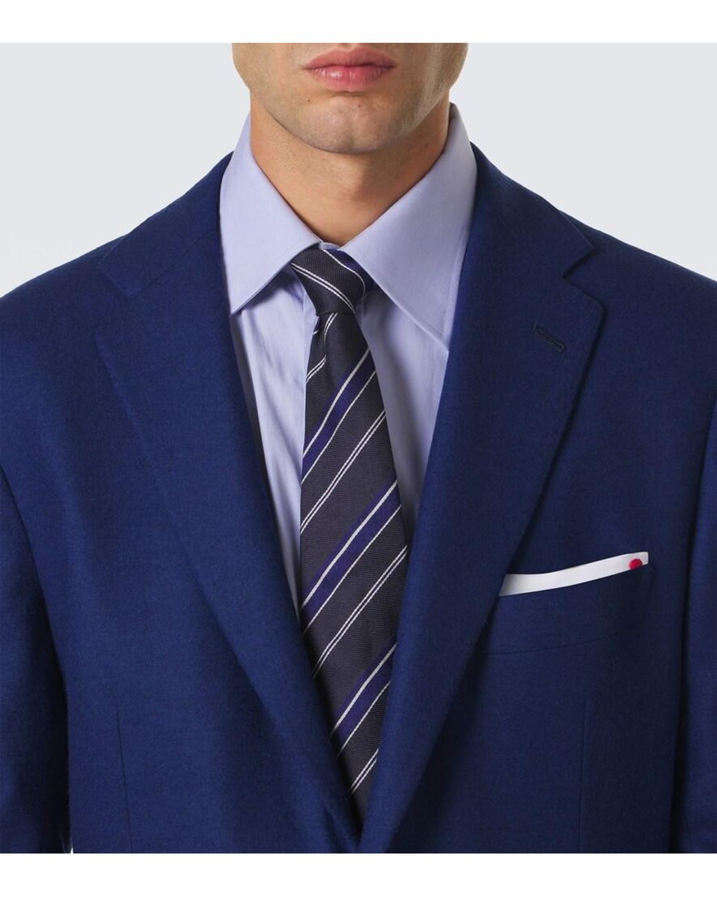 Kiton Blue Wool And Cashmere Blazer for men