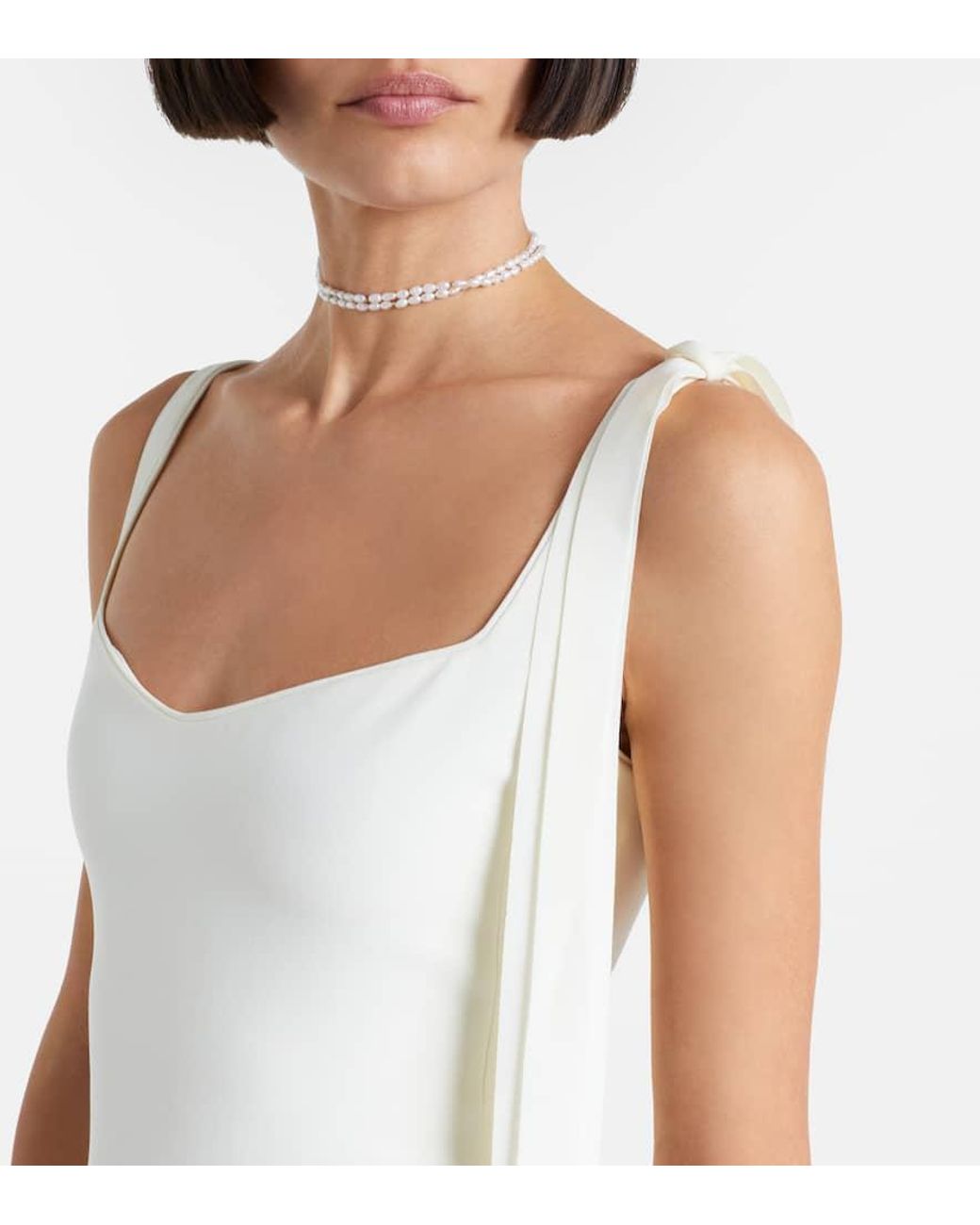 Marmar Halim White Robe Ana Aus Crepe Und Chiffon