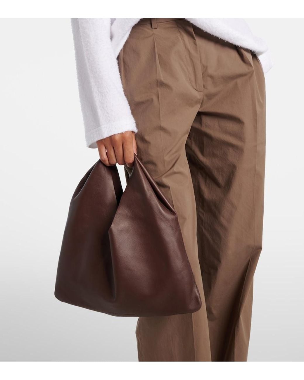 The Row Brown Schultertasche Bindle Small Aus Leder