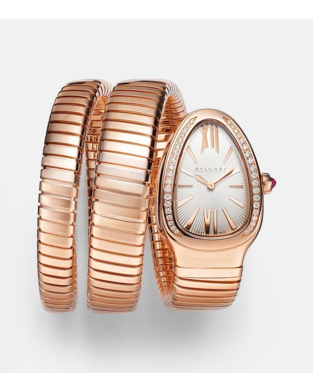 BVLGARI Metallic Serpenti Tubogas 35Mm 18Kt Rose Watch With Diamonds And Quartz