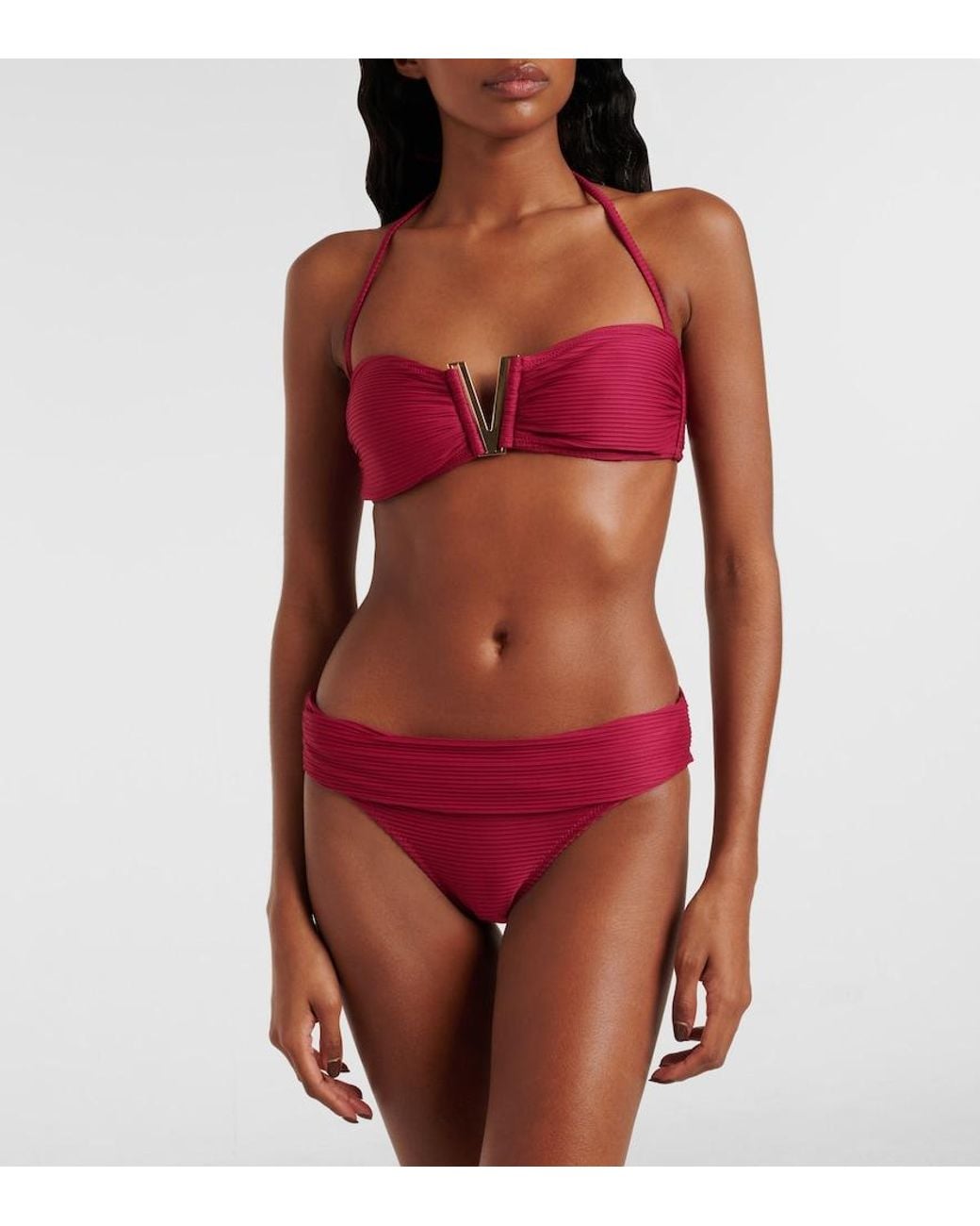 Heidi Klein Red Cassis Halterneck Bikini Top