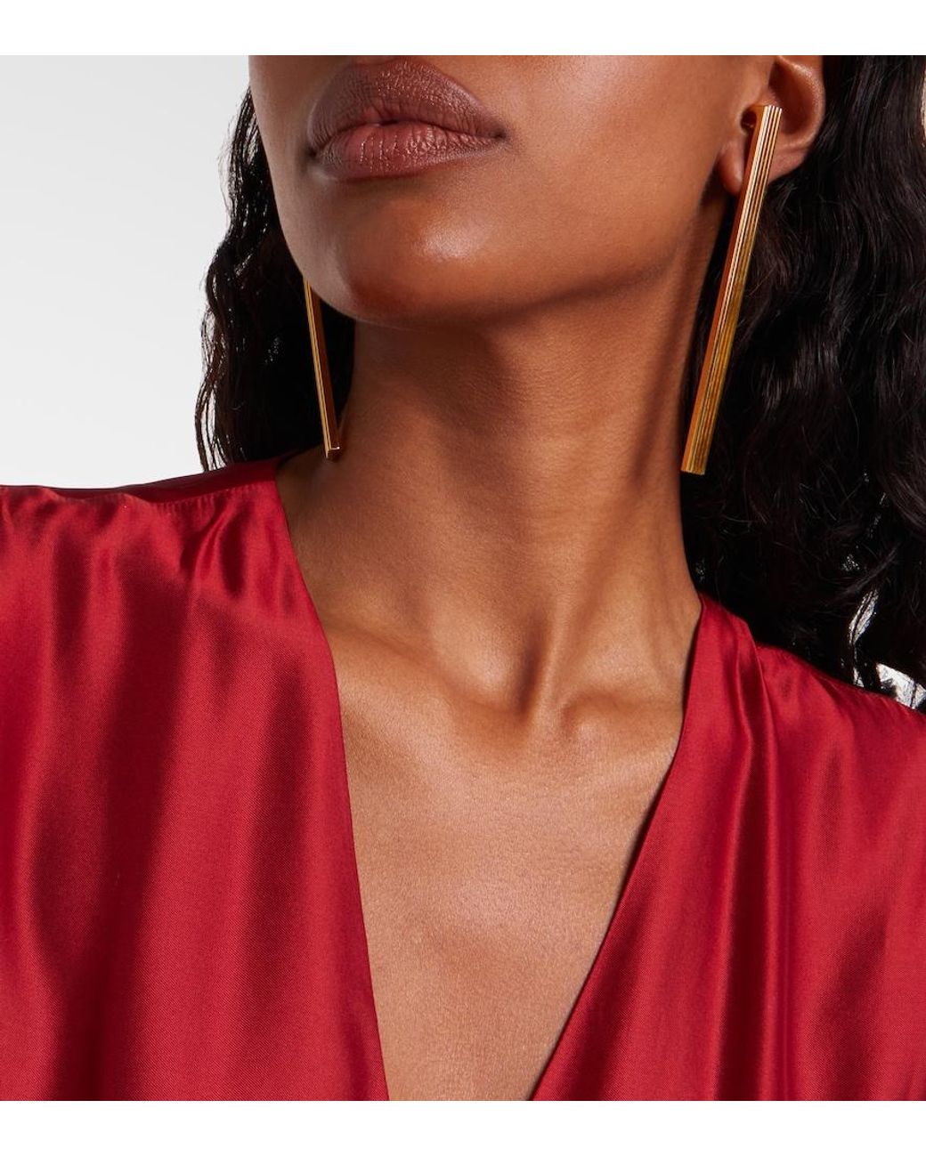 Khaite Metallic Empire 18Kt-Plated Drop Earrings
