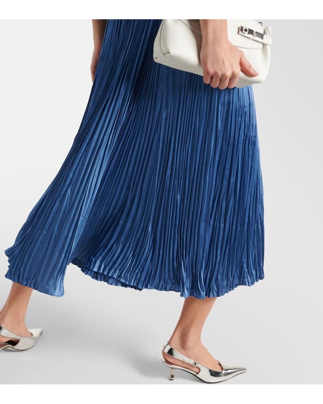 Vince Blue Pleated Midi Dress