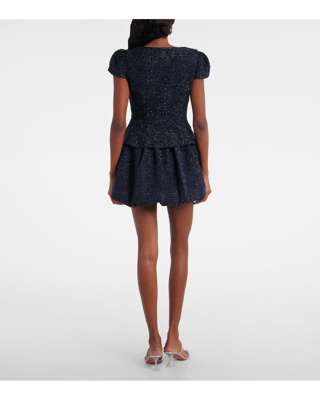 Self-Portrait Blue Boucle Minidress