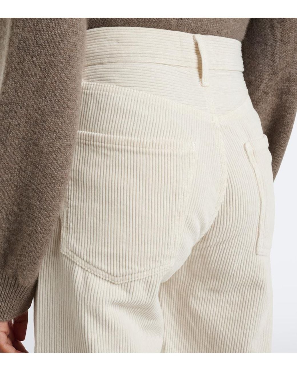 Agolde White Ren Cotton Corduroly Wide-Leg Pants