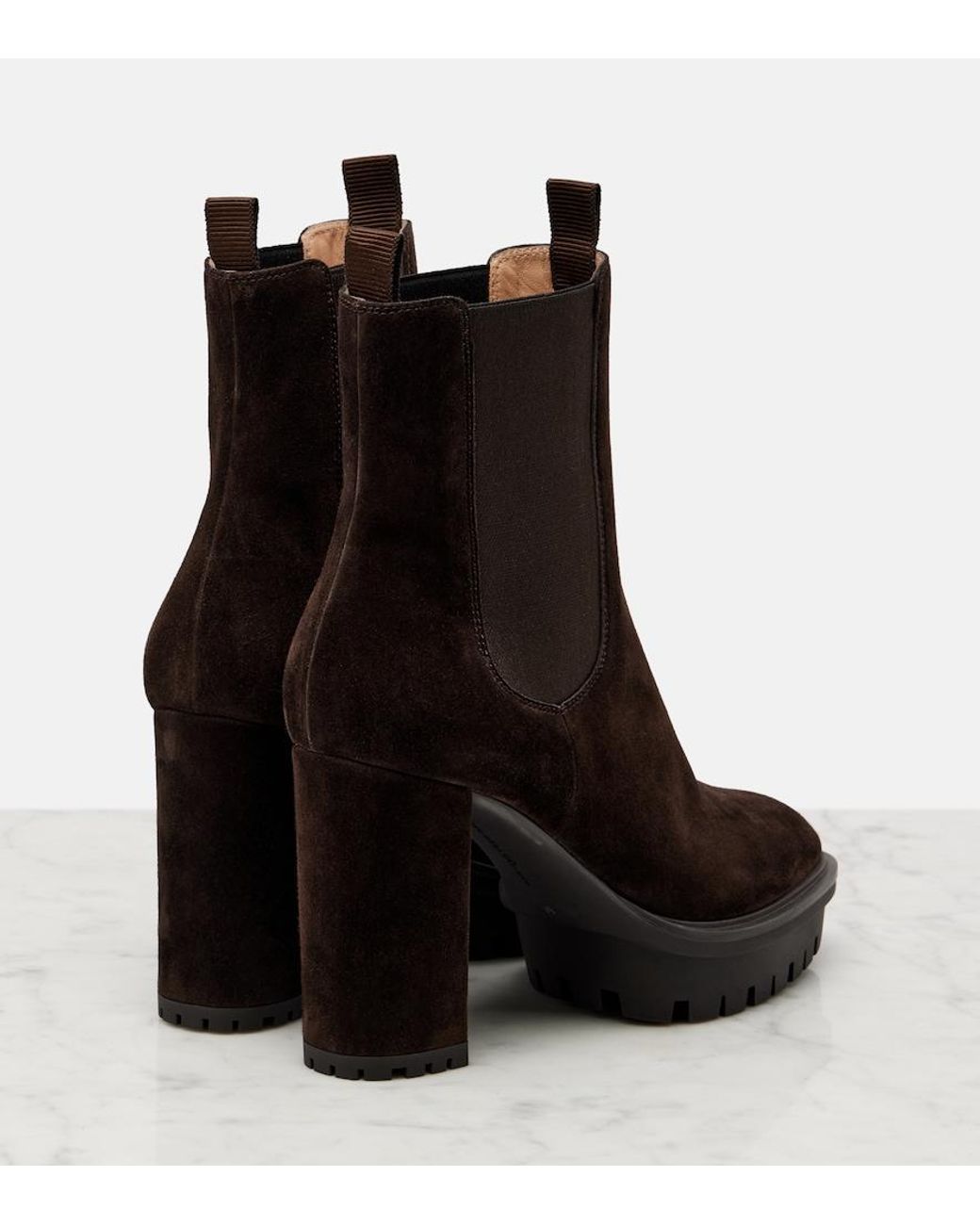 Gianvito Rossi Black Barry Suede Platform Ankle Boots