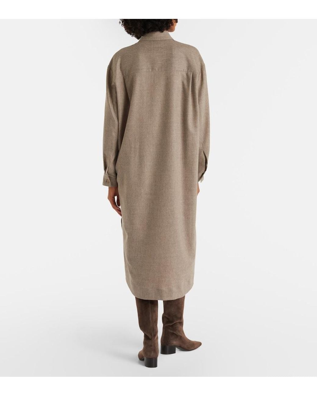 Khaite Natural Gloria Wool And Cashmere Shirt Dress