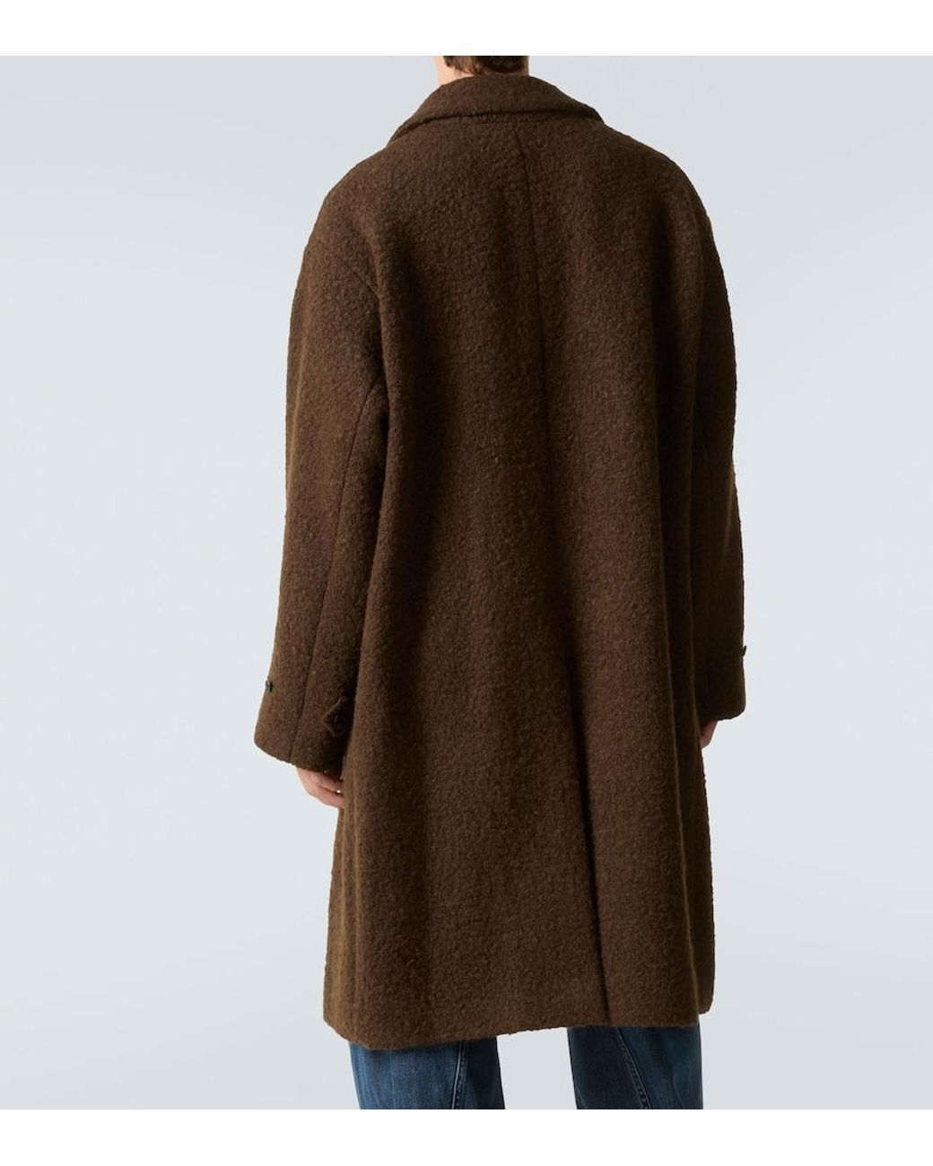 A.PRESSE Brown Double-Breasted Wool-Blend Coat for men