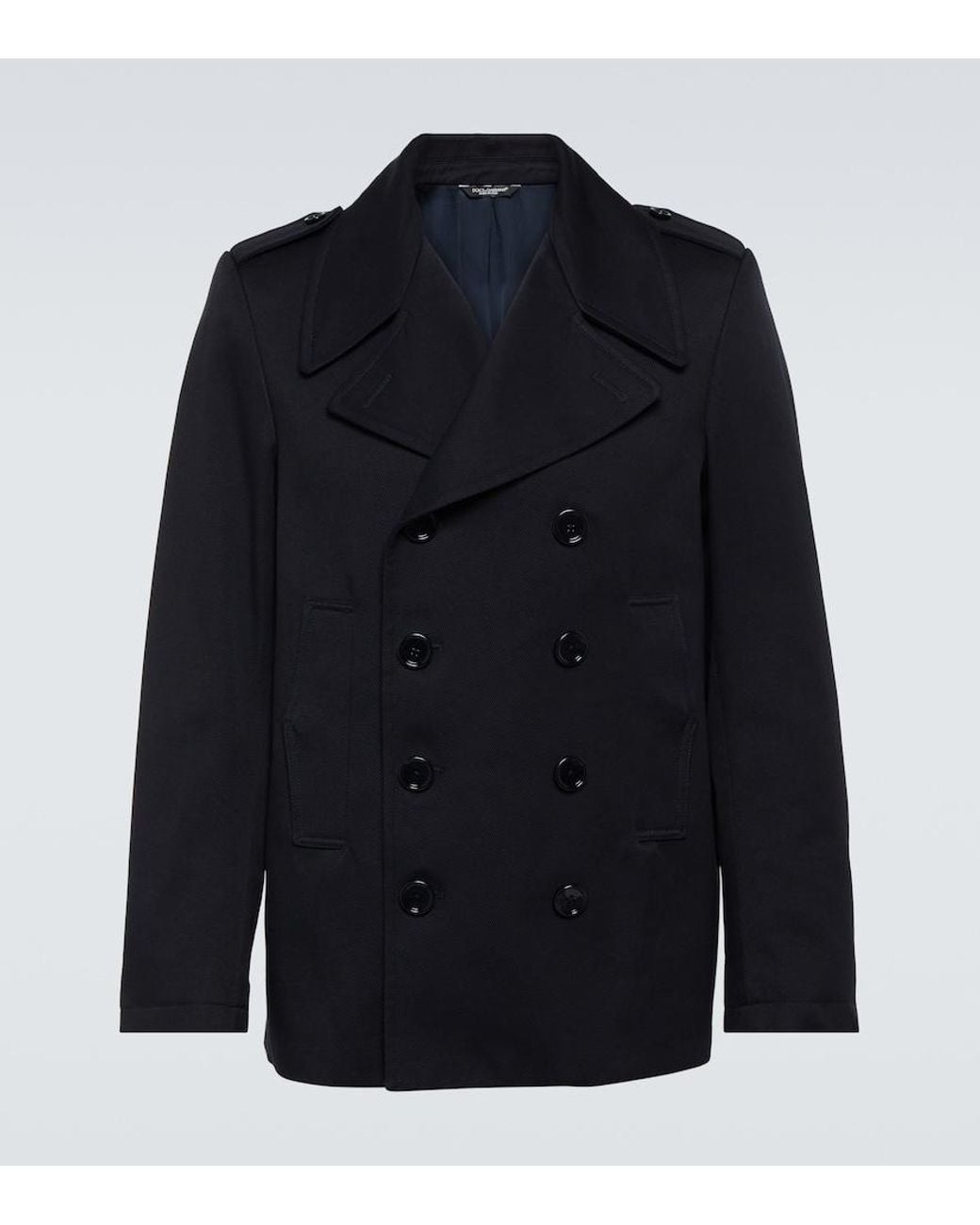 Dolce & Gabbana Blue Cotton Peacoat for men