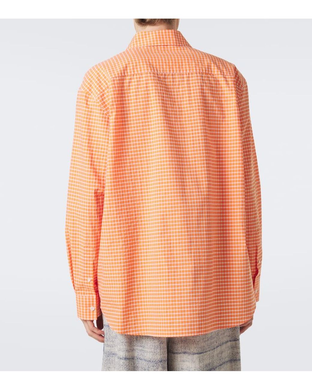 Loewe Orange Checked Cotton-Blend Shirt for men