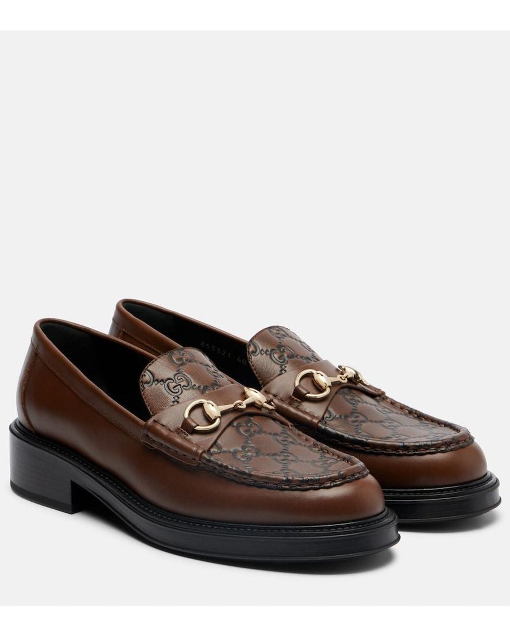 Gucci Brown Horsebit Gg Leather Loafers