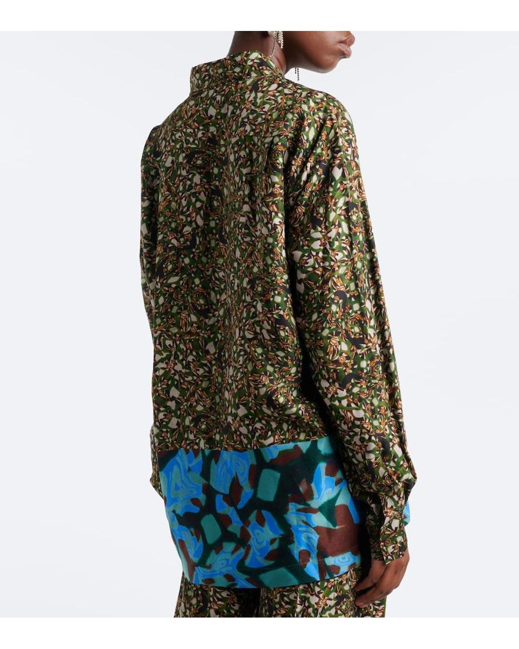 Dries Van Noten Green Printed Shirt