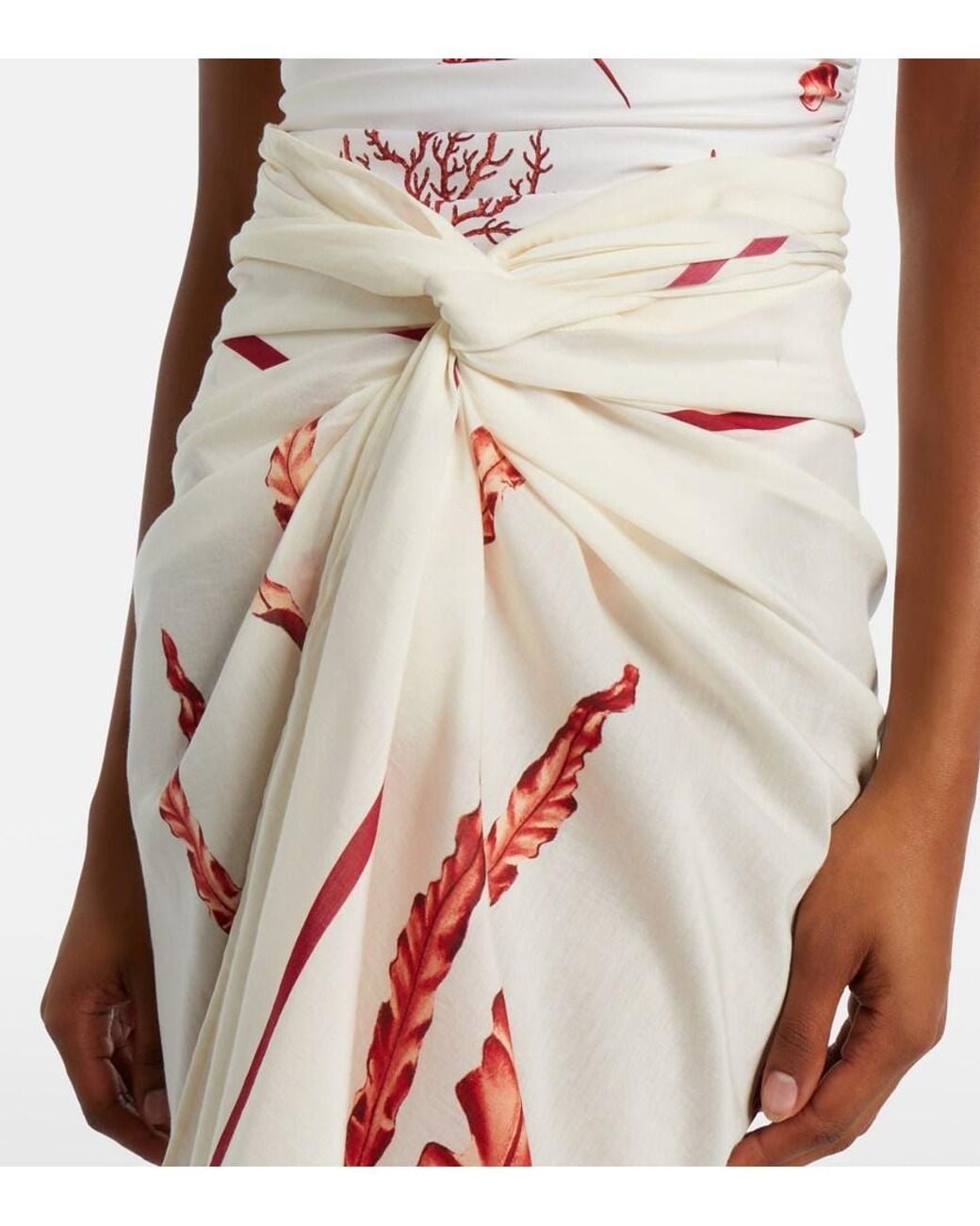 Agua Bendita Pink Lavanda Printed Cotton And Silk Beach Cover-Up