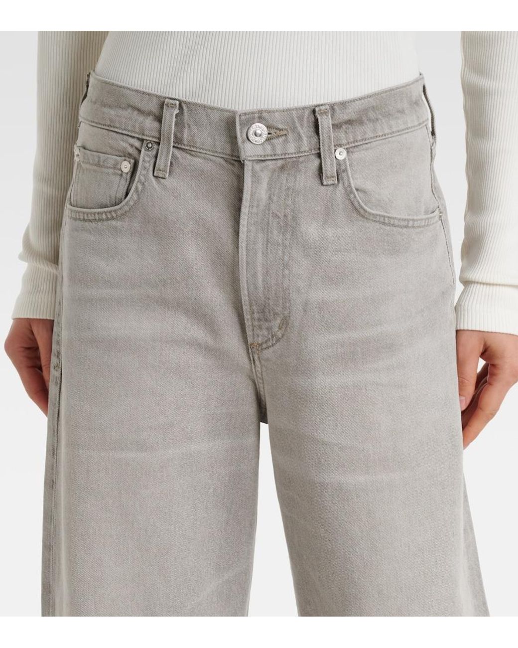 Citizens of Humanity Gray Miro Long Barrel-Leg Jeans