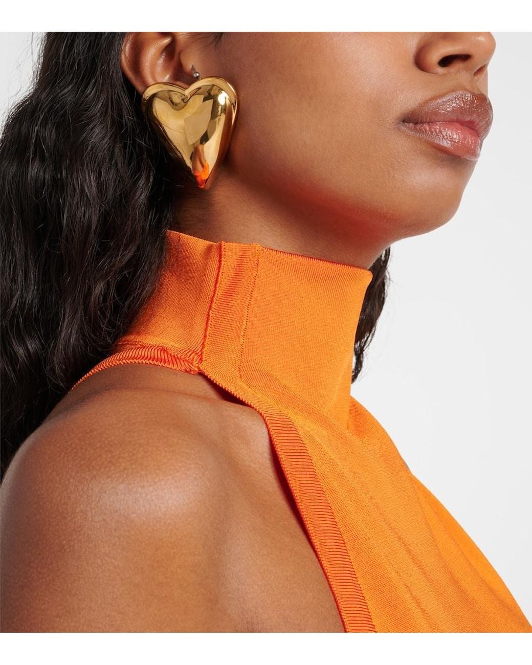 Alaïa Metallic Heart Earrings