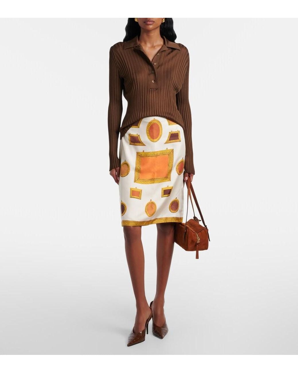 AMINA MUADDI Brown Anok Croc-Effect Leather Pumps