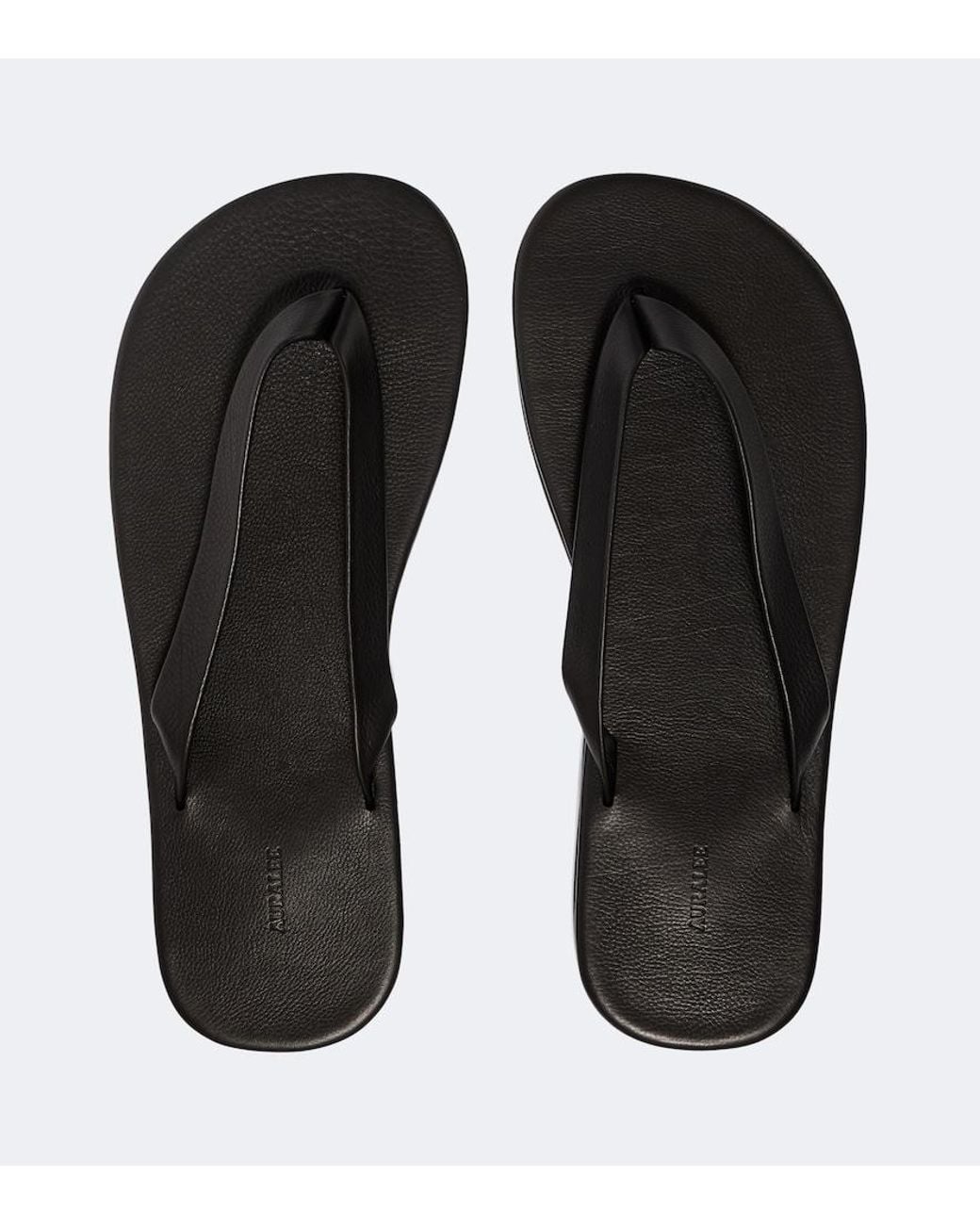 Auralee Black Leather Thong Sandals for men