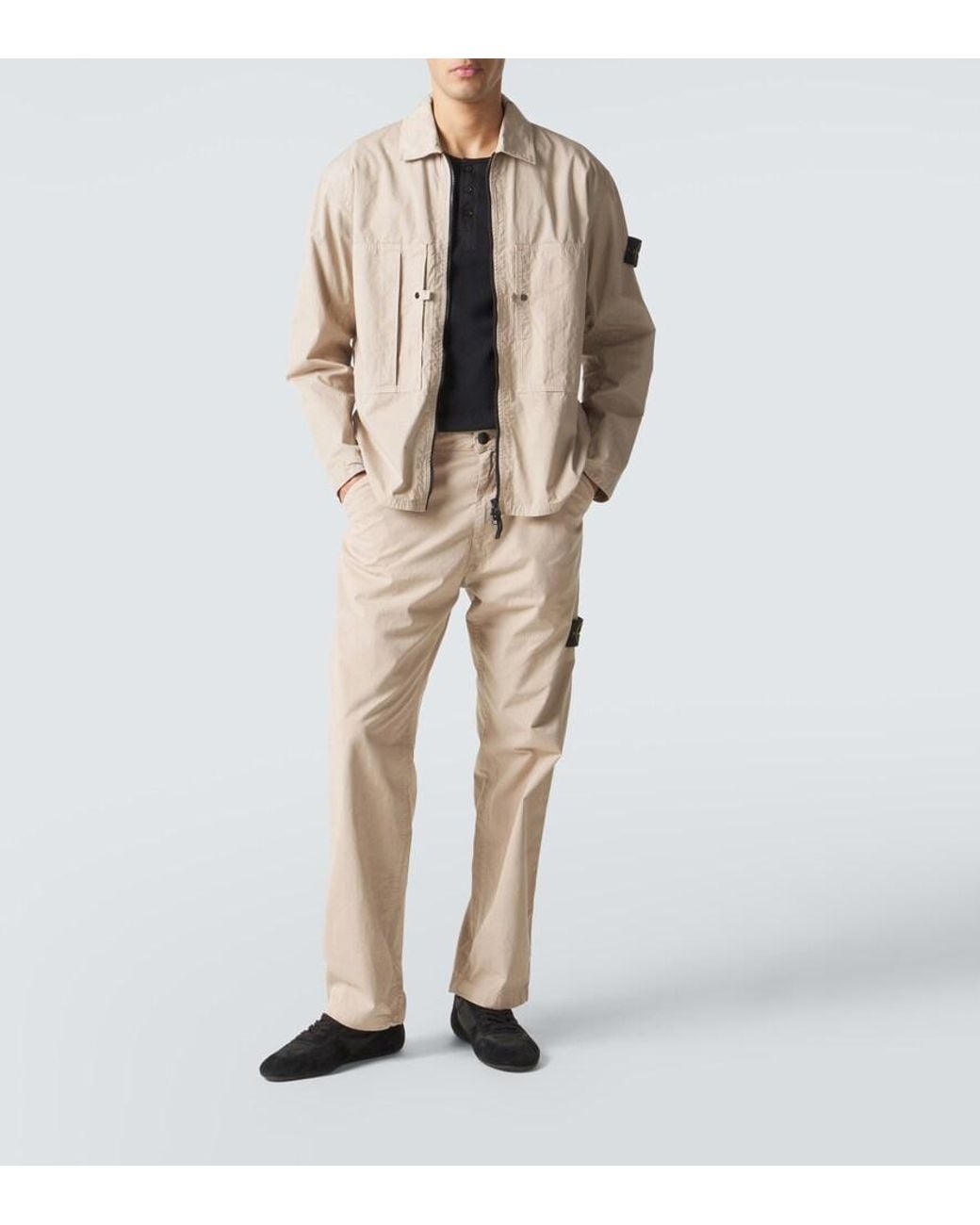 Stone Island Natural Compass Cotton Straight Pants for men