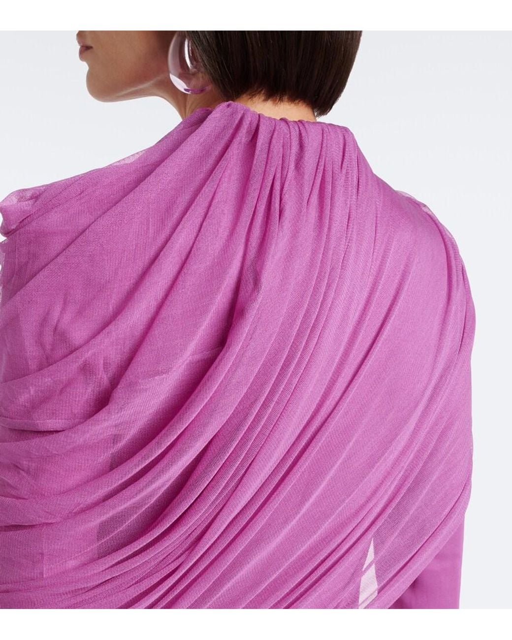 Christopher Esber Pink Veil Draped Caped Minidress