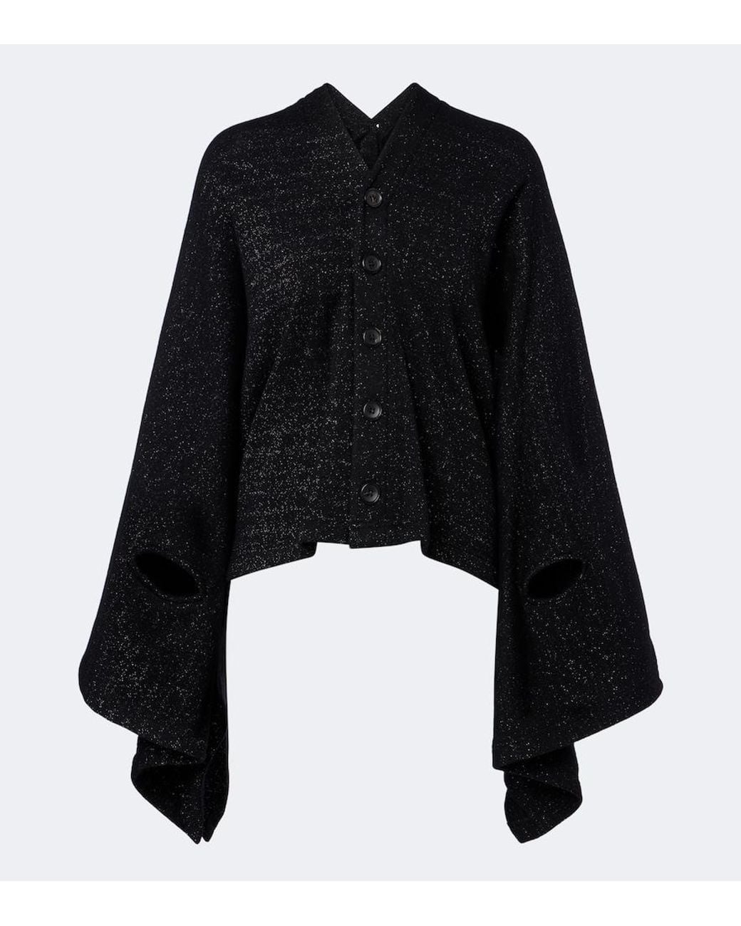 Junya Watanabe Black Draped Wool And Cotton-Blend Cardigan