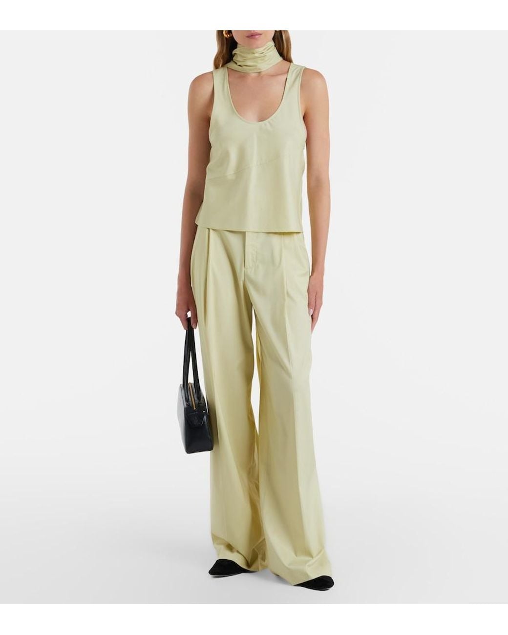 AYA MUSE Yellow Olena Pleated Wide-Leg Pants