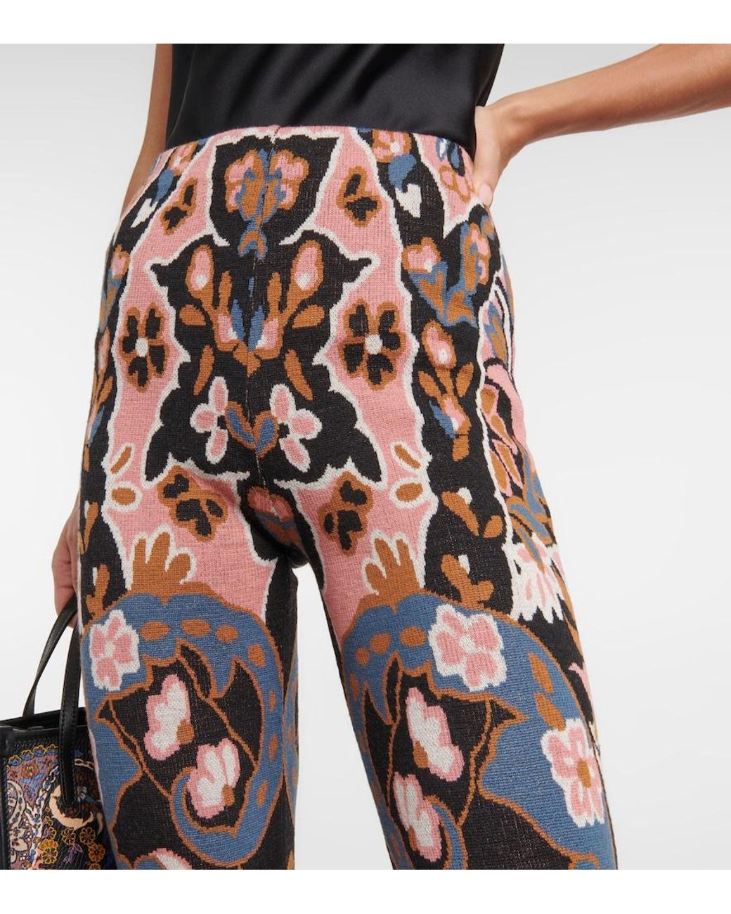 Etro Floral High-Rise Flared Wool Pants