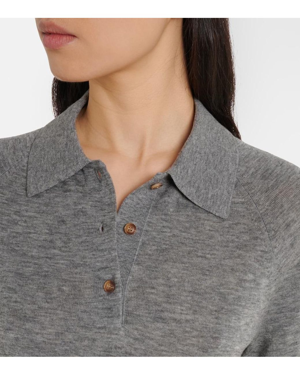 Victoria Beckham Gray Wool Polo Shirt